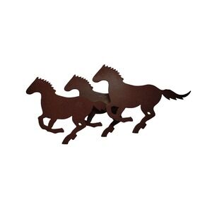 Wild Horses Wall Scupture Brown Welded Placque Equine Western Cowboy Cowgirl‎